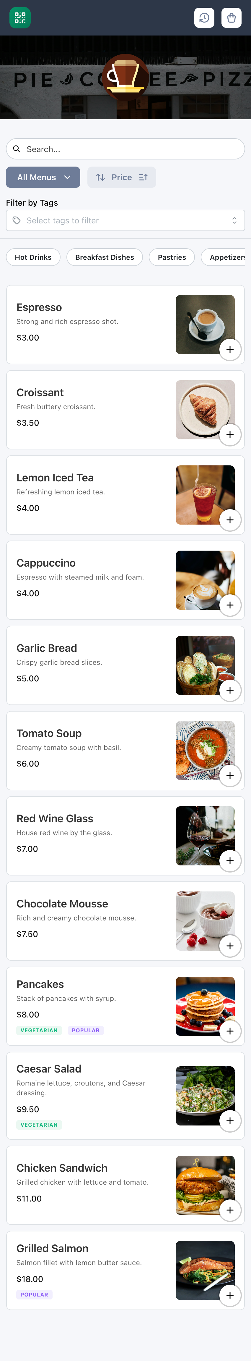Swift QR Menus